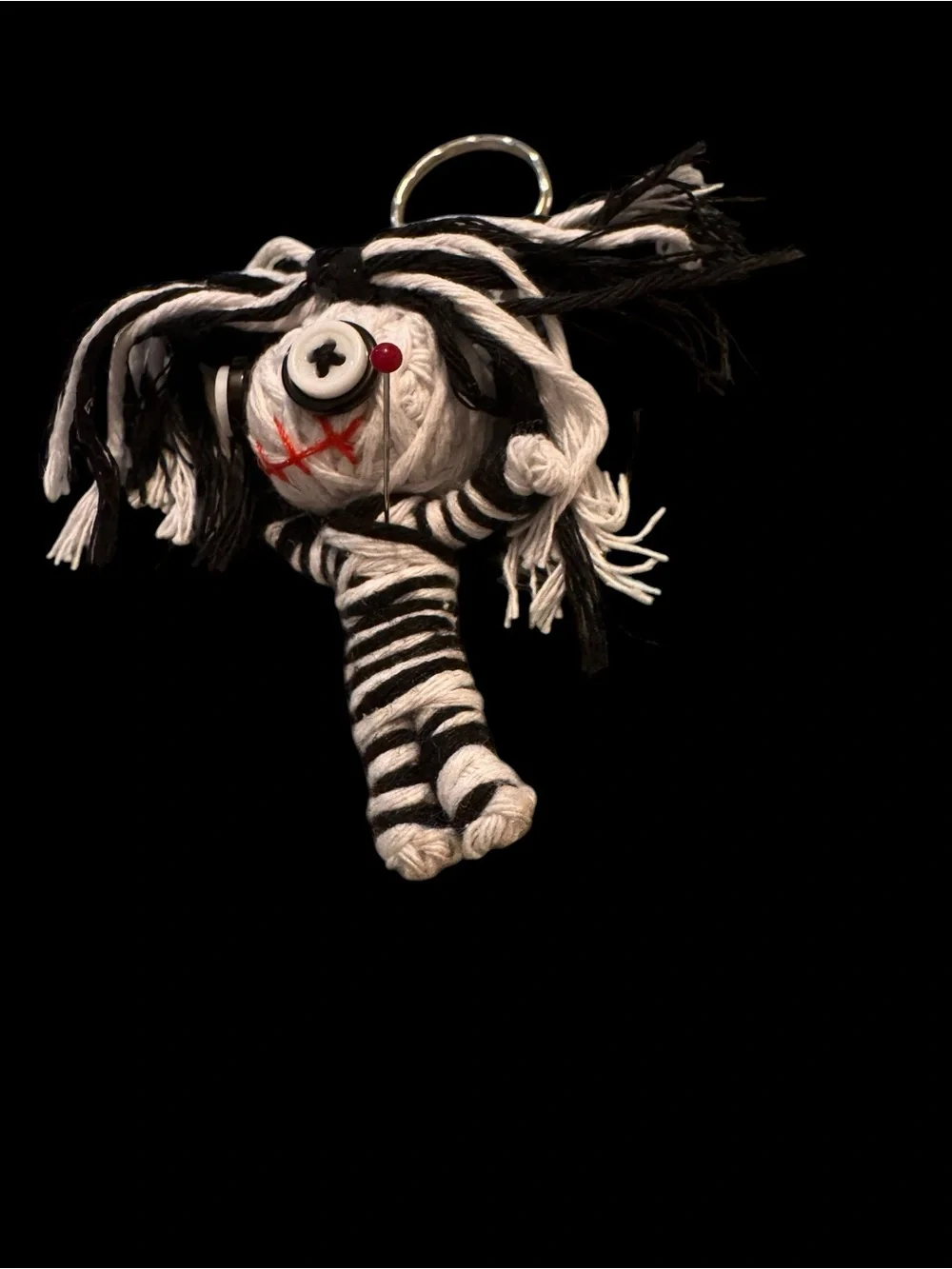 Creepy Voodoo Doll Keychain w/ 10 Pins Gothic Halloween Witchy